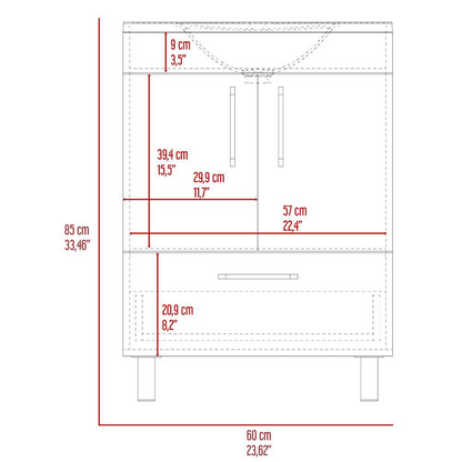 DEPOT E-SHOP Essential Single Bathroom Vanity - White | Bathroom Storage Cabinet