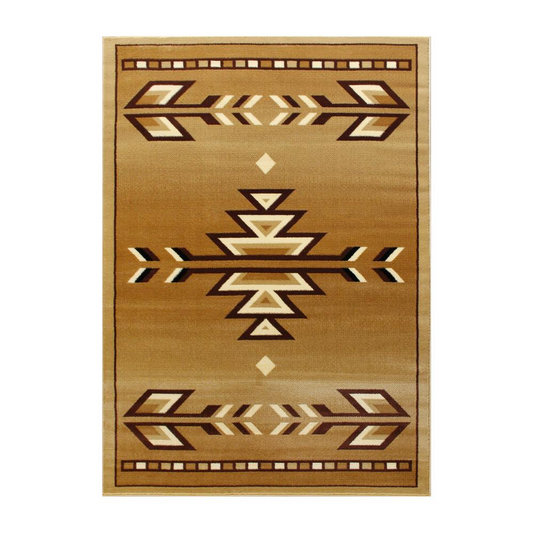 Southwestern 6' x 9' Brown Area Rug - Olefin Rug | Geometric Pattern, Stain-Resistant, Ultra-Soft Fibers