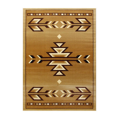 Southwestern 5' x 7' Brown Area Rug - Geometric Pattern, Stain-Resistant, Kid and Pet Friendly