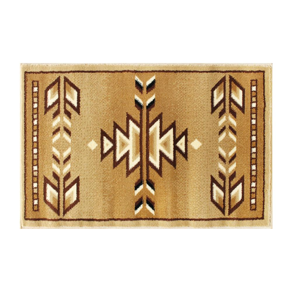 Southwestern 2' x 3' Brown Area Rug - Geometric Pattern | Stain and Water Resistant