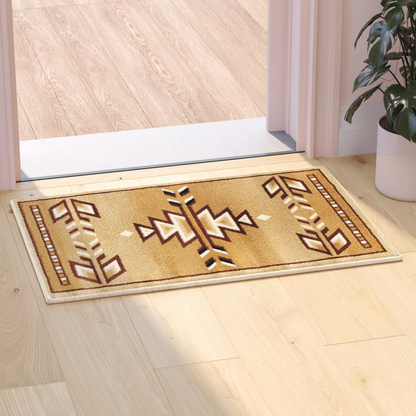 Southwestern 2' x 3' Brown Area Rug - Geometric Pattern | Stain and Water Resistant