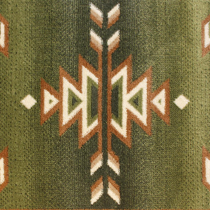 Lodi Collection Southwestern 2' x 11' Green Area Rug - Durable Olefin Rug with Jute Backing