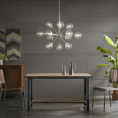 Silver Paige Chandelier | Contemporary Design | Metal and Glass Construction