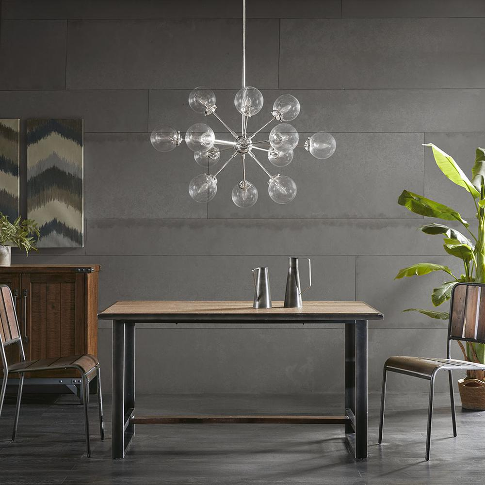 Silver Paige Chandelier | Contemporary Design | Metal and Glass Construction