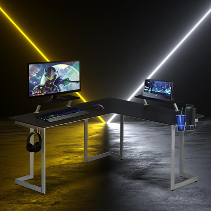 Techni Sport Warrior L-Shaped Gaming Desk, Black - Enhance Your Gaming Experience