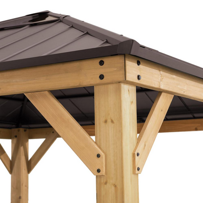 Outdoor Patio Cedar Framed Gazebo with Steel and Polycarbonate Hip Roof Hardtop - Create Your Outdoor Oasis