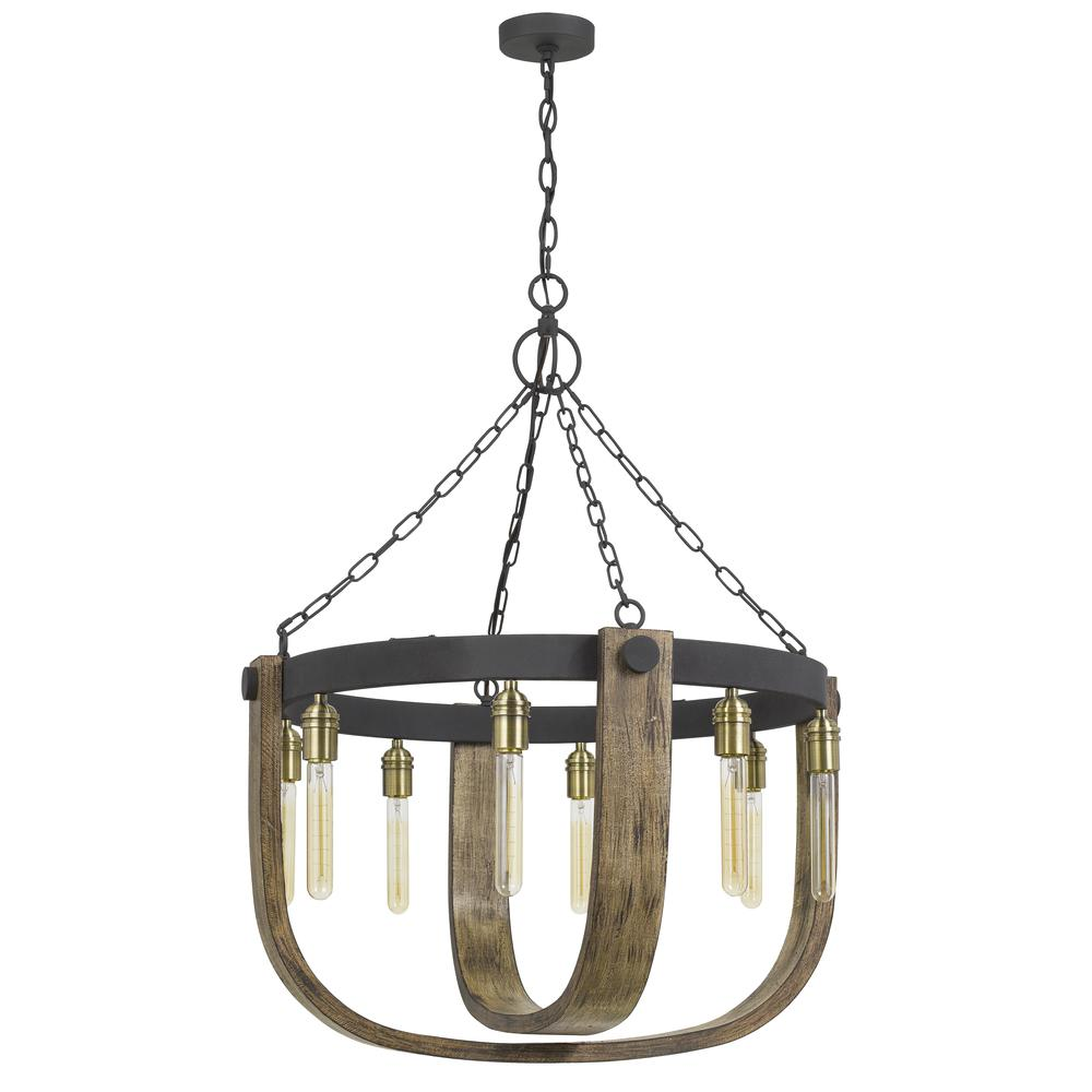 60W X 8 Apulia Metal/Wood Chandelier (Edison Bulbs Not Included) - Rustic Lighting Fixture