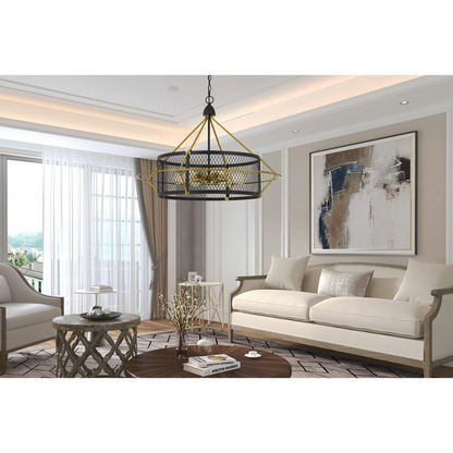 60W X 6 Caserta Metal Chandelier With Mesh Shade - Elegant Lighting Fixture