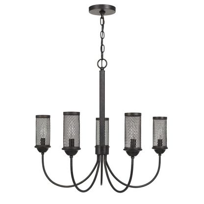 Fulton Metal Chandelier With Mesh Metal Shade - Modern Industrial Lighting