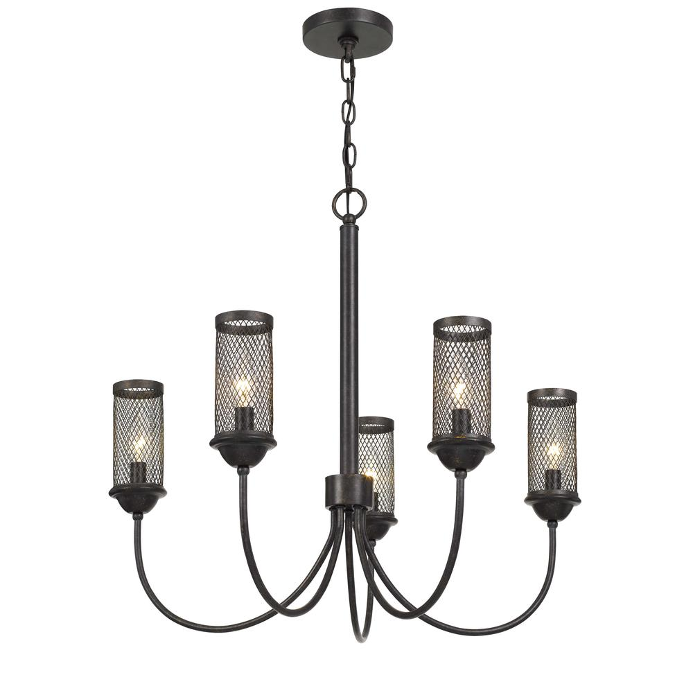 Fulton Metal Chandelier With Mesh Metal Shade - Modern Industrial Lighting