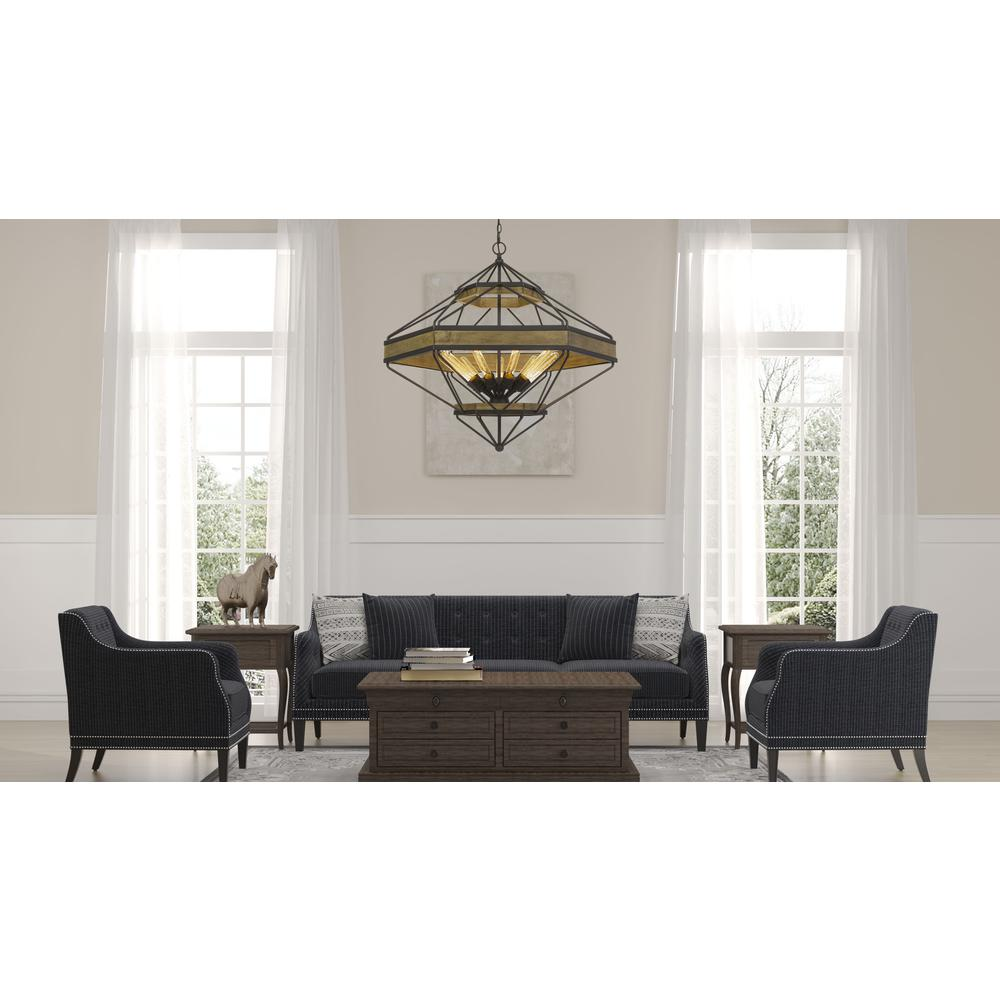 Alicante 60W X 9 Pine Wood/Metal Chandelier - Rustic Lighting Fixture for Elegance and Warmth