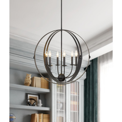 60W X 6 Valais Metal Chandelier - Elegant Lighting Fixture