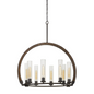 60W X 8 Sulmona Wood/Metal Chandelier With Glass Shade