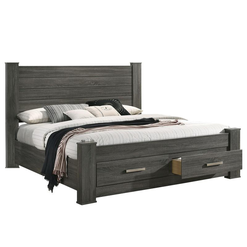 Lisa Queen Bed in Weathered Grey - Best Quality Furniture