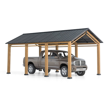 Cedar Wood Frame Carport Outdoor Patio Hardtop Gazebo - Premium Quality, Durable, and Stylish