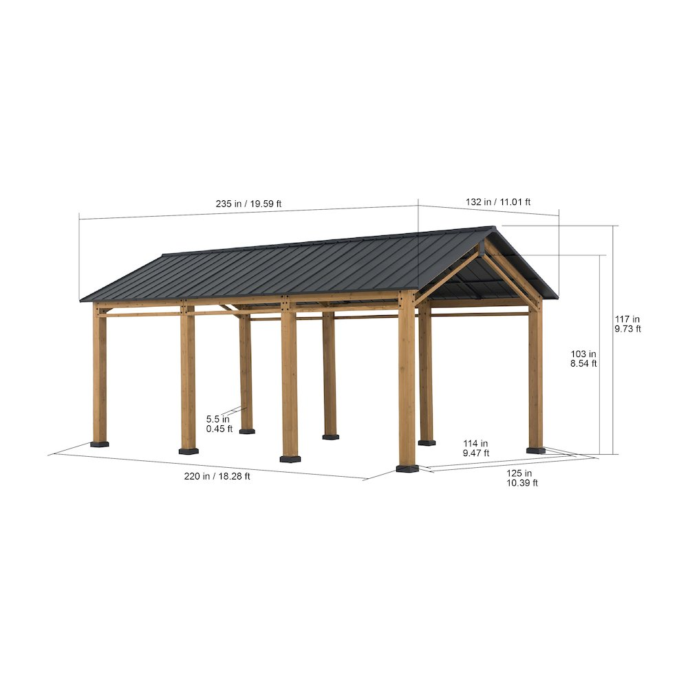 Cedar Wood Frame Carport Outdoor Patio Hardtop Gazebo - Premium Quality, Durable, and Stylish