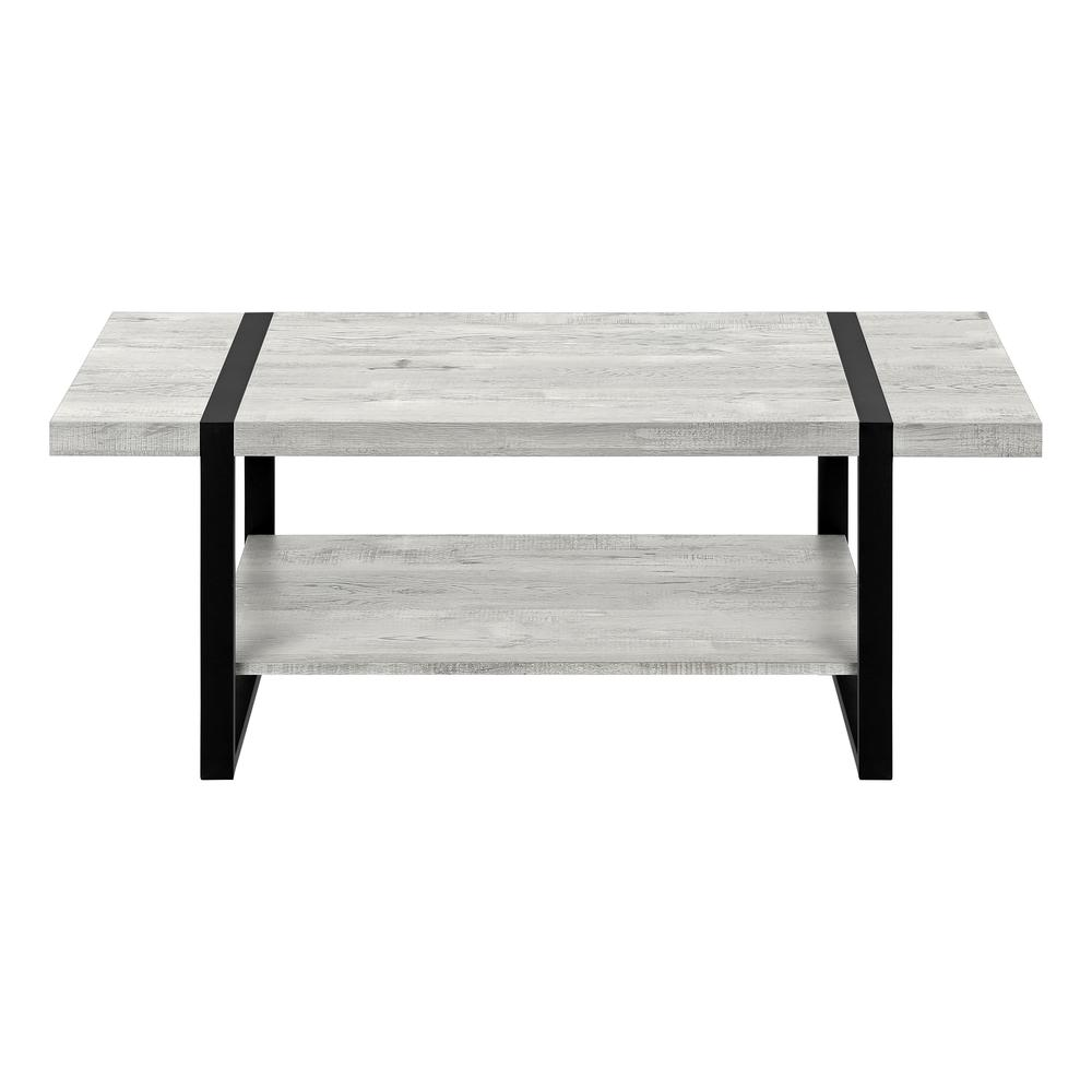 COFFEE TABLE - Grey Reclaimed Wood-Look / Black Metal | Industrial-Farmhouse Style - Navarrete Furniture