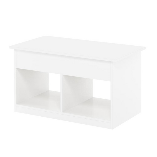 Furinno Jensen Lift Top Coffee Table, Solid White - Adjustable Height, Hidden Storage - Navarrete Furniture