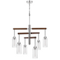 60W x 6 Massillon Rubber Wood Chandelier with Hanging Bulbbed Glass Shades