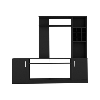 DEPOT E-SHOP King Entertainment Center - Black, 2-Door, 6 Shelves