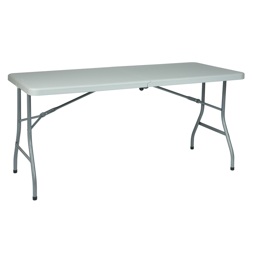 5' Resin Multi Purpose Center Fold Table with Wheels - Durable & Lightweight Design