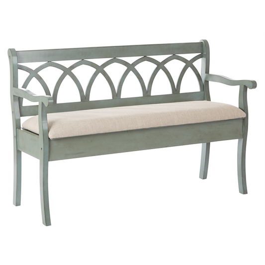 Coventry Storage Bench | Antique Sage Frame | Beige Seat Cushion