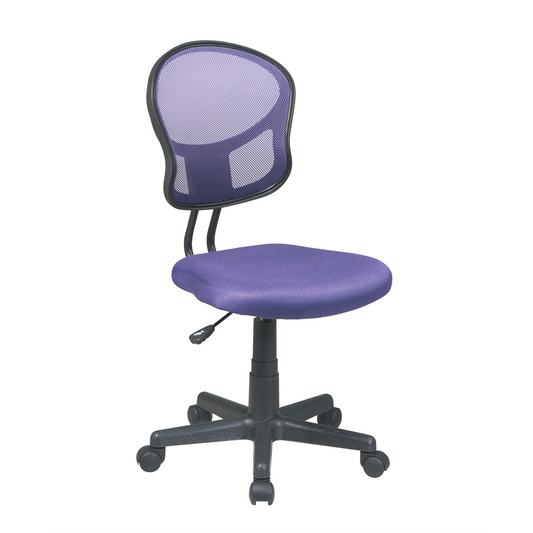 Purple Mesh Task Chair with Pneumatic Seat Height Adjustment and Heavy Duty Nylon Base