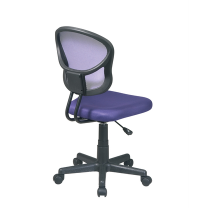 Purple Mesh Task Chair with Pneumatic Seat Height Adjustment and Heavy Duty Nylon Base