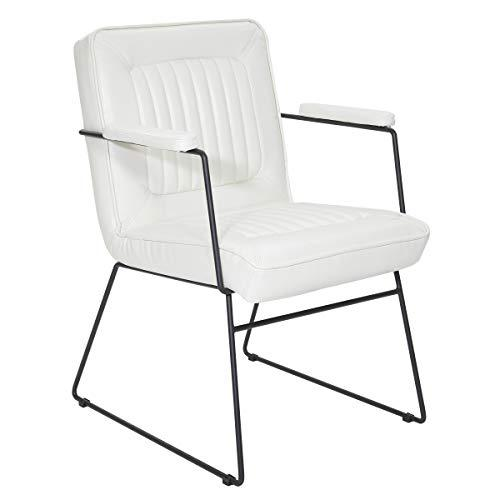 GT Chair - White Faux Leather with Black Sled Base | Comfortable and Durable